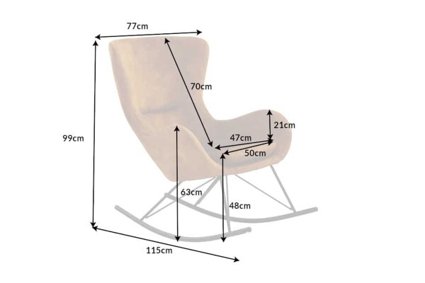 Schaukelstuhl Gelb Schwarz zum Stillen Lesen aus Samt Metall