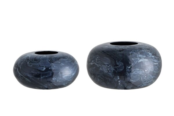 Set de 2 vases décoratifs en fer émaillé aspect marbre