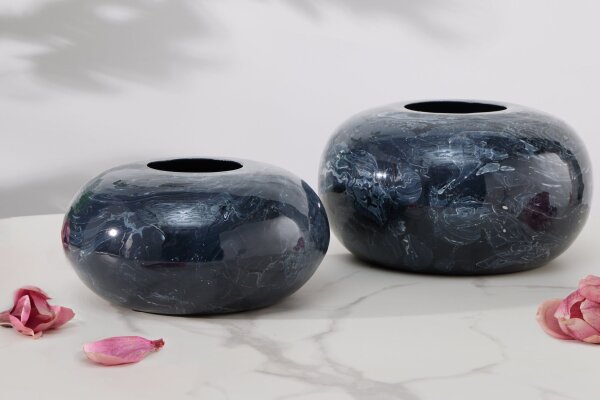 Set de 2 vases décoratifs en fer émaillé aspect marbre