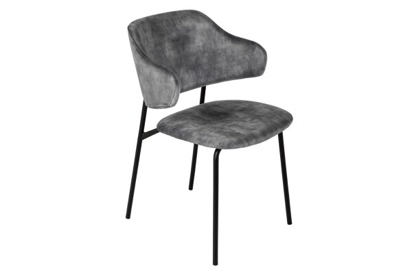 Esstischstuhl Samt Metallbeine Grau Schwarz Retro Design