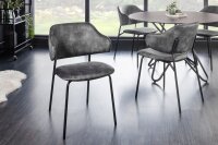 Esstischstuhl Samt Metallbeine Grau Schwarz Retro Design