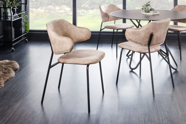 Chaise de salle à manger velours métal crème beige noir NOAH