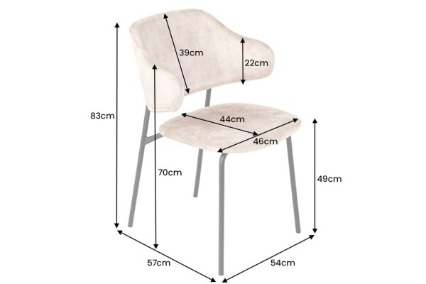 Chaise de salle à manger velours métal crème beige noir NOAH