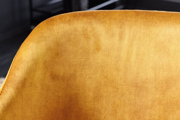 Chaise de salle à manger velours métal jaune noir rétro
