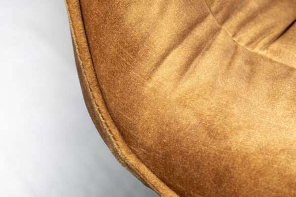 Chaise de salle à manger velours métal jaune noir avec accoudoirs