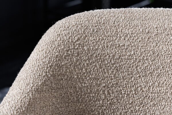 Esszimmerstuhl Retro aus Bouclé Metall in Greige Schwarz