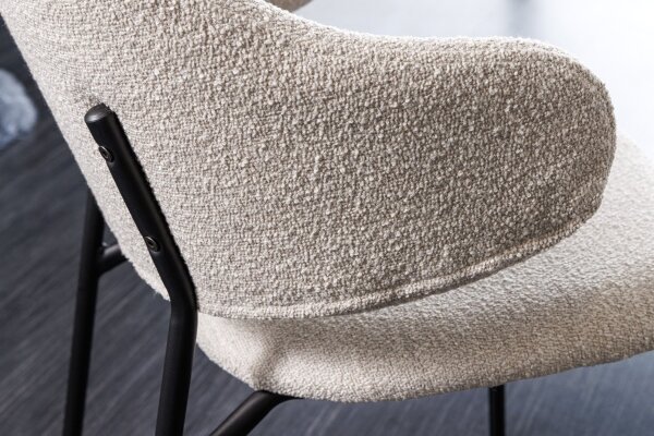 Esszimmerstuhl Retro aus Bouclé Metall in Greige Schwarz