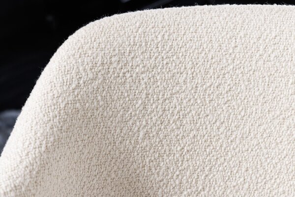 Chaise de salle à manger Bouclé Blanc Pieds en métal noir Rétro