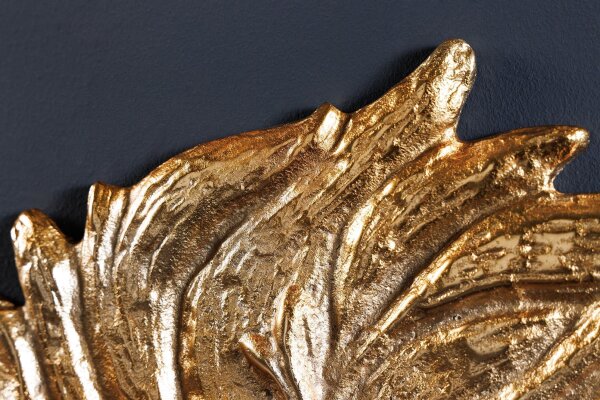 Wanddeko Löwenkopf H: 34 cm Handarbeit in Gold Metall