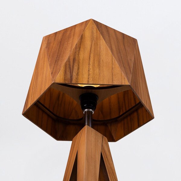 Lampe de table tripode en teck plaqué bois 62 cm de haut E27