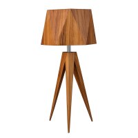 Tischleuchte Dreibein aus Teak Holz Furnier 62 cm hoch E27