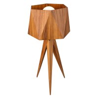 Tischleuchte Dreibein aus Teak Holz Furnier 62 cm hoch E27