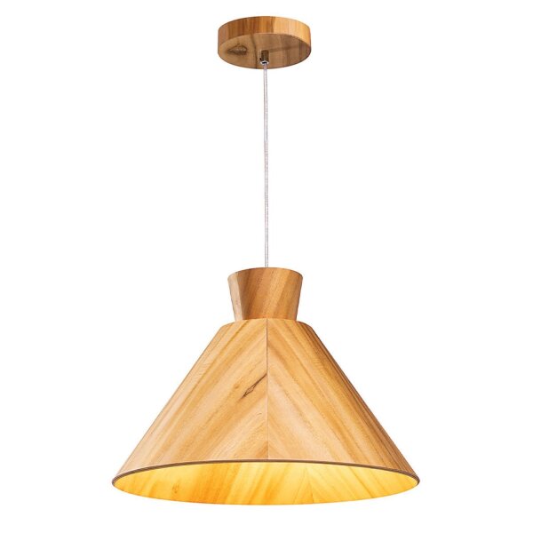 Pendelleuchte Holz Furnier Teak E27 D: 40 cm Modern