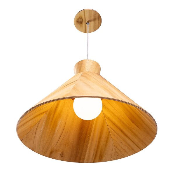 Pendelleuchte Holz Furnier Teak E27 D: 40 cm Modern