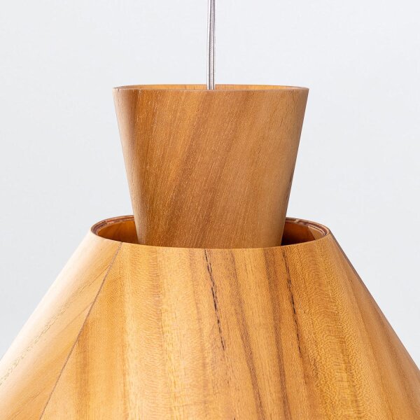 Pendelleuchte Holz Furnier Teak E27 D: 40 cm Modern