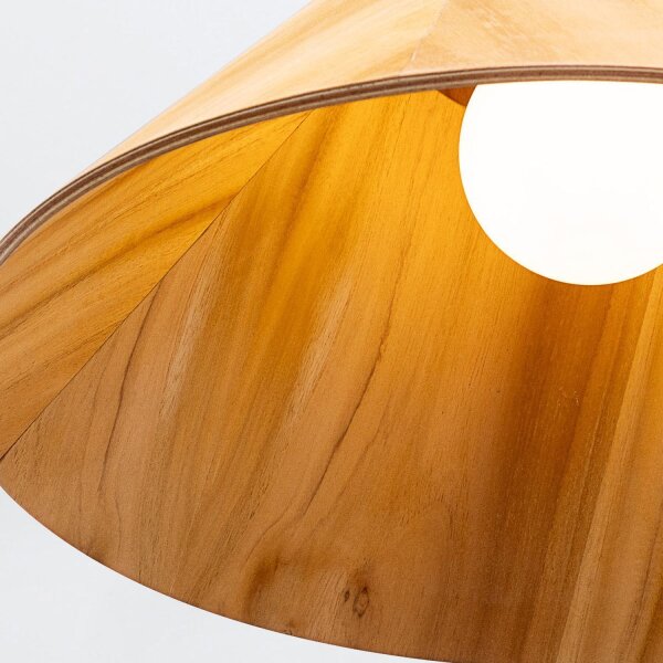 Pendelleuchte Holz Furnier Teak E27 D: 40 cm Modern