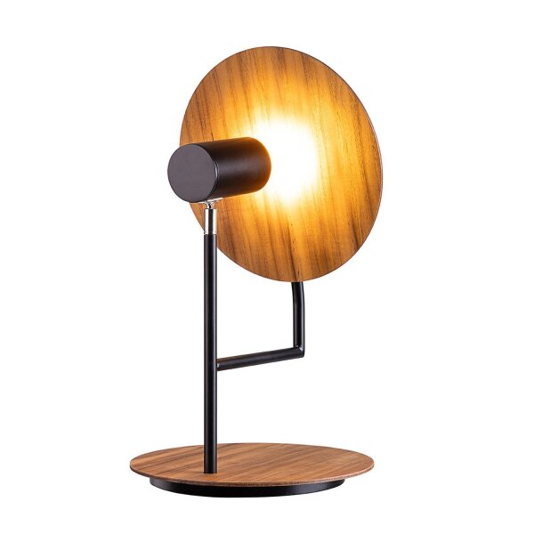 Tischlampe Metall Teakholz Furnier 46 cm hoch Modern