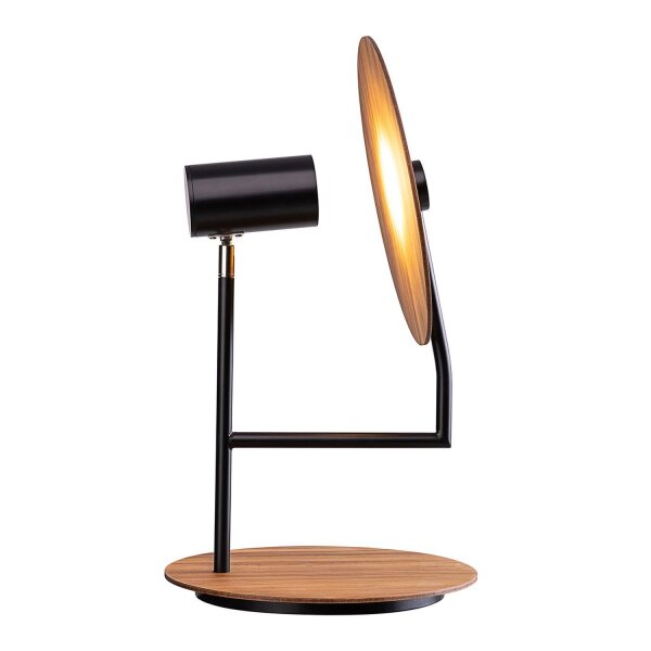 Tischlampe Metall Teakholz Furnier 46 cm hoch Modern