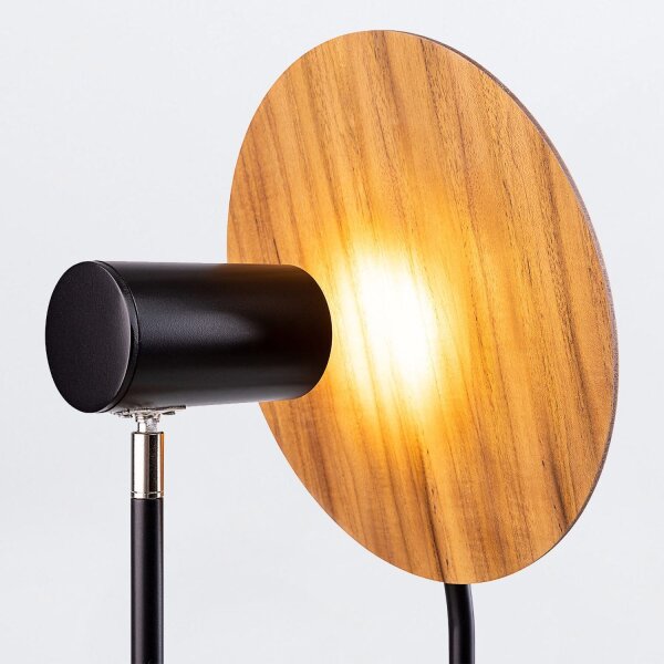 Tischlampe Metall Teakholz Furnier 46 cm hoch Modern