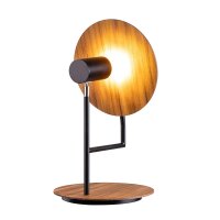 Tischlampe Metall Teakholz Furnier 46 cm hoch Modern