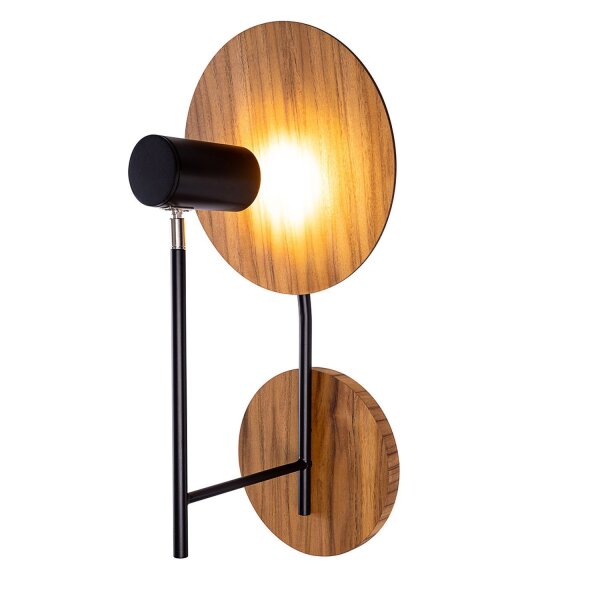 Wandleuchte Metall Teak Holz Furnier GU10 50 cm hoch