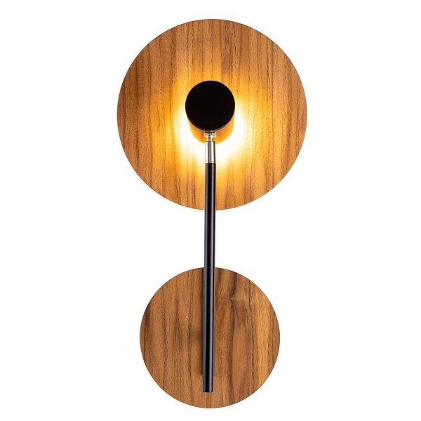 Wandleuchte Metall Teak Holz Furnier GU10 50 cm hoch