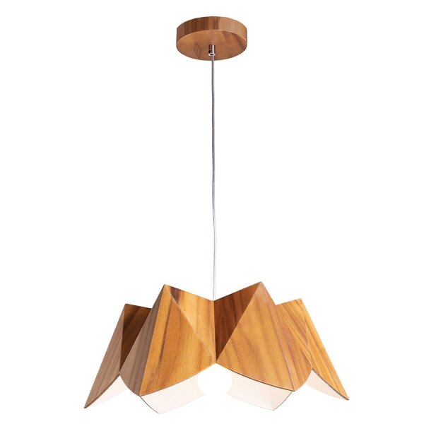 Extraordinaire lampe à suspendre bois plaqué teck L : 46 cm E27