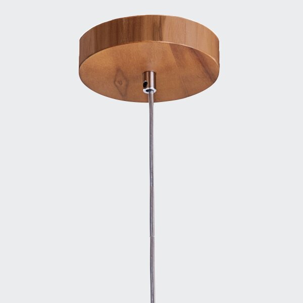 Extraordinaire lampe à suspendre bois plaqué teck L : 46 cm E27