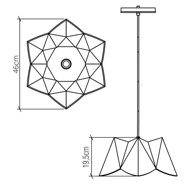 Extraordinaire lampe à suspendre bois plaqué teck L : 46 cm E27