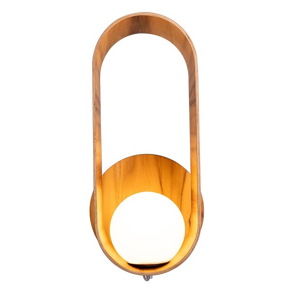 Wandleuchte Glas Teakholz Furnier E27 H: 52,5 cm blendarm