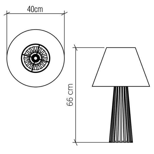 Tischlampe Stoff Teak Holz Furnier Stoff 66 cm E27