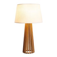 Lampe de table tissu teck bois plaqué tissu 66 cm E27