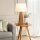 Tischlampe Stoff Teak Holz Furnier Stoff 66 cm E27