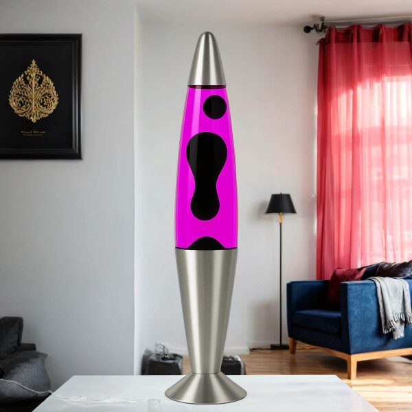 Deko Lavalampe Rosa Schwarz 42 cm Retro JENNY