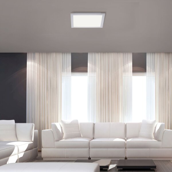 Weiße LED Deckenleuchte flach blendarm B:29,5 cm 3000 K