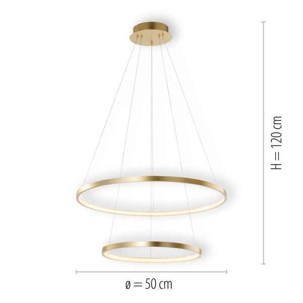 LED Pendelleuchte Ringe in Gold Metall Ø50 cm 3000 K