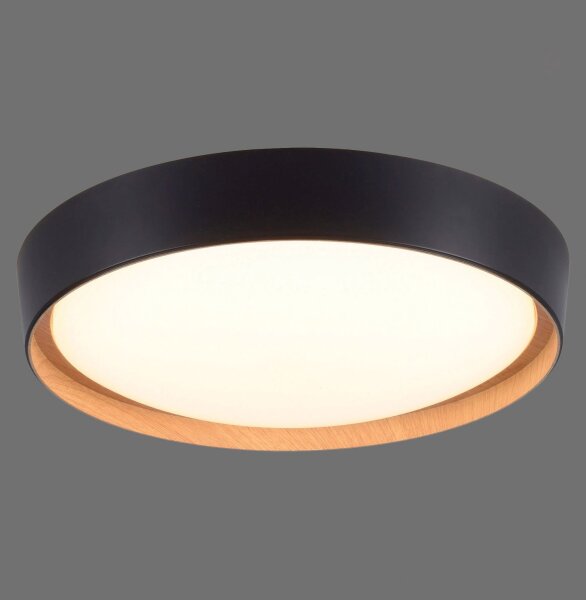LED Deckenleuchte Schwarz Natur Ø40 cm 3400 lm dimmbar