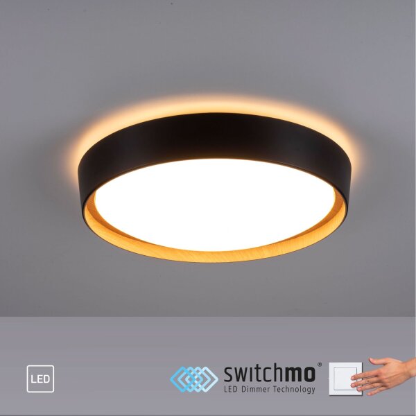 LED Deckenleuchte Schwarz Natur Ø40 cm 3400 lm dimmbar
