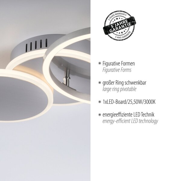 LED Deckenlampe Ring verstellbar Metall 3000K Modern