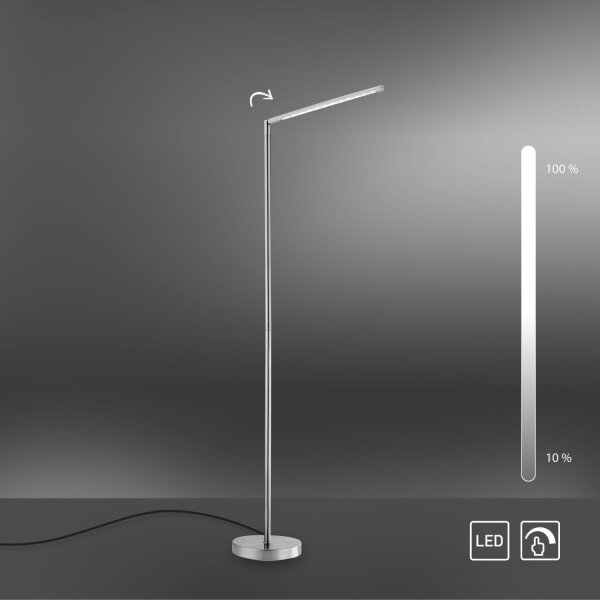 Schwenkbare LED Stehlampe in Stahl 3000 K dimmbar