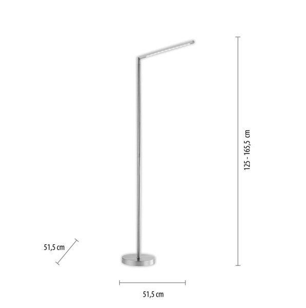 Schwenkbare LED Stehlampe in Stahl 3000 K dimmbar