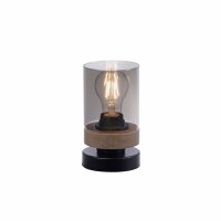 Blendarme Lampe de table verre fumé bois E27 H:18...