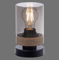 Blendarme Lampe de table verre fumé bois E27 H:18...