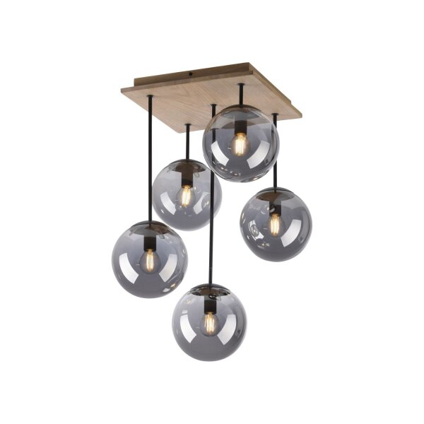 Stylische Deckenlampe Glas Holz E14 B:37 cm blendarm