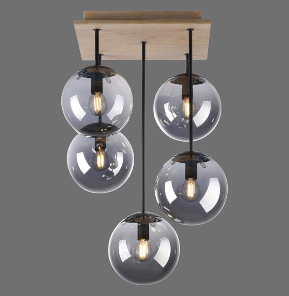 Stylische Deckenlampe Glas Holz E14 B:37 cm blendarm
