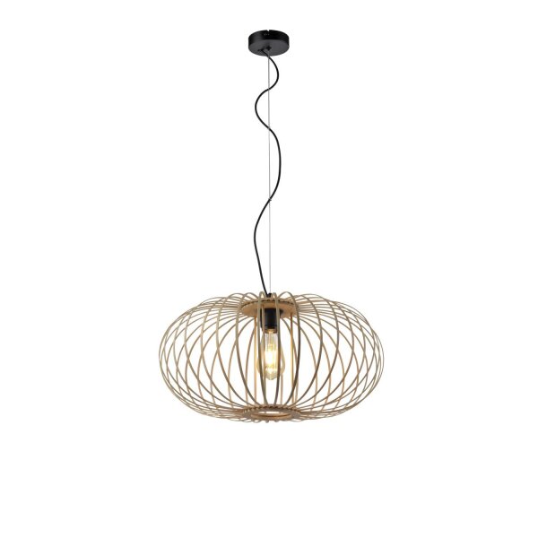 Lampe à suspendre Scandinave Métal Bois rond Ø50 cm E27
