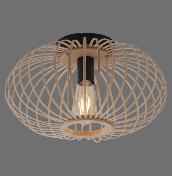 Runde Deckenlampe Skandinavisch Metall Holz E27 Ø40 cm
