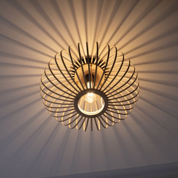Runde Deckenlampe Skandinavisch Metall Holz E27 Ø40 cm