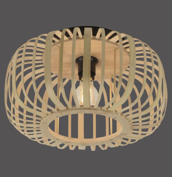 Runde Deckenleuchte Skandinavisch Holzschirm E27 Ø42 cm