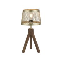 Tripode lampe de table bois métal en laiton mat...